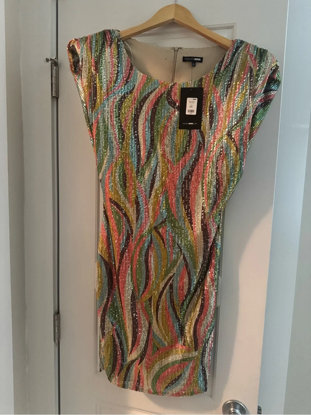 Fashion Nova Multicolor Sequin Cap-Sleeve Mini Dress - Picture 2 of 2